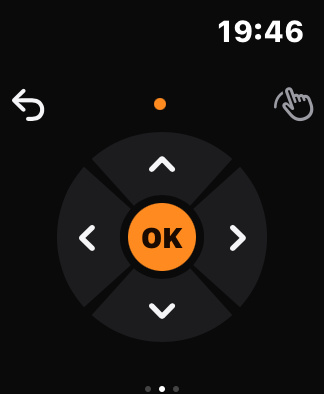 The Apple Watch app showing the ring-shaped D-pad with OK in the middle